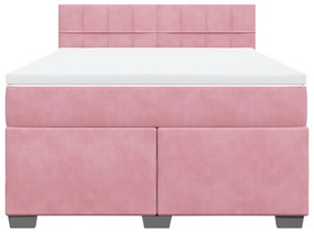 Cama com molas/colchão 140x200 cm veludo rosa-escuro