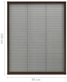 Tela anti-insetos plissada p/ janela 80x100cm alumínio castanho