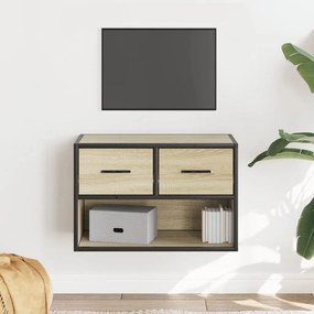 vidaXL Móvel p/ TV 60x31x39,5 cm deriv. madeira/metal carvalho sonoma