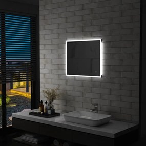 144735 vidaXL Espelho de parede LED c/ sensor tátil casa de banho 60x50 cm