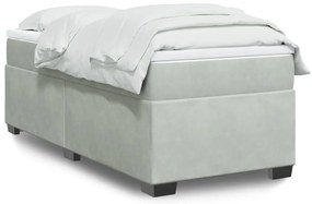 Cama com molas/colchão 90x190 cm veludo cinza-claro