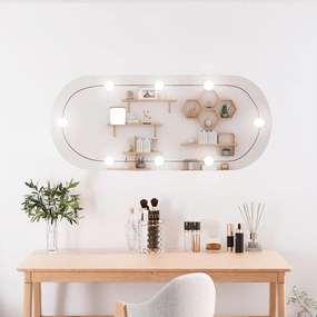 vidaXL Espelho de parede oval com luzes LED 25x60 cm vidro
