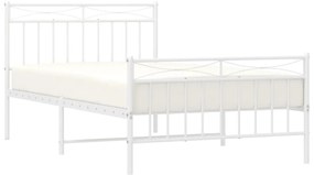 Estrutura de cama com cabeceira e pés 107x203 cm metal branco