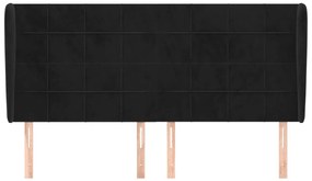 Cabeceira de cama c/ abas veludo 183x23x118/128 cm preto