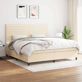 vidaXL Cama com molas/colchão 200x200 cm tecido cor creme