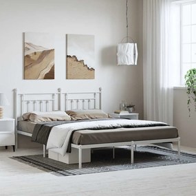 Estrutura de cama com cabeceira 183x213 cm metal branco