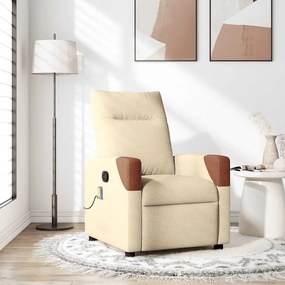 vidaXL Poltrona de massagens reclinável tecido cor creme