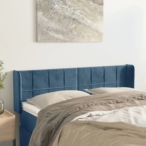 Cabeceira de cama c/ abas tecido 147x16x78/88cm azul-escuro