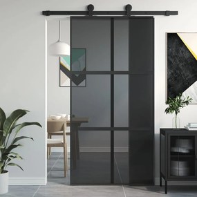 Porta deslizante 102,5x205 cm vidro temperado e alumÃnio preto