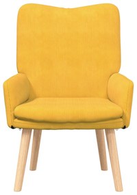 Poltrona Relaxante vidaXL Amarelo Claro em Tecido de Veludo