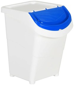 Caixotes do lixo com tampa empilháveis 3 pcs 120 L PP branco