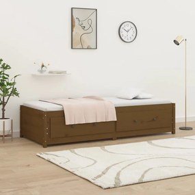 Sofá-cama solteiro pequeno 75x190 cm pinho maciço castanho mel