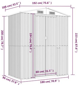 Abrigo de jardim 192x108x223 cm aço galvanizado verde