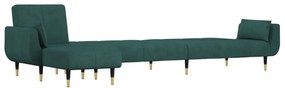 Sofá-cama em forma de L 275x140x70 cm veludo verde-escuro