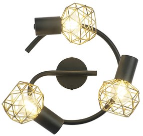 Plafon design preto/ouro 3-luzes - MESH Moderno,Design