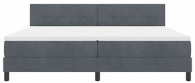 Cama Box Spring vidaXL com Colchão e LED Cinza Escuro 200x200 cm Velud