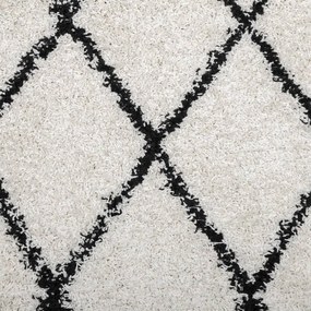 Tapete shaggy de pelo alto PAMPLONA Ø 240 cm creme e preto