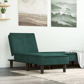 Chaise longue veludo verde-escuro