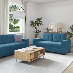 vidaXL Conjunto de Sofás 3 pcs Azul 221 x 78 x 80 cm Veludo