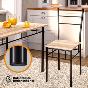 Conjunto de mesa cozinha com 4 cadeiras Leo, 5 peças, cor carvalho