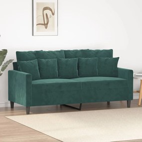 Sofá de 2 lugares 140 cm veludo verde-escuro