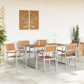 Conjunto de Jantar de Jardim 7 Peças em Madeira Sólida de Acácia e Met
