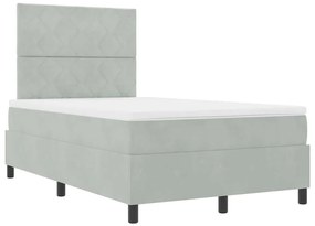 Cama Box com Colchão e Luz LED Cinzento-claro 120x190 cm em Veludo