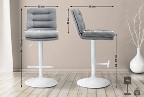 Banco de bar Damar em tecido com estrutura branca 94-116 x 42 x 56 cm Cinzento