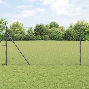vidaXL Cerca de Arame Hexagonal com 7 Postes 1,2x25 m Aço Cinza