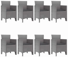 Conjunto de Jantar de Jardim 9 pcs Cinzento-claro Rattan / Vime