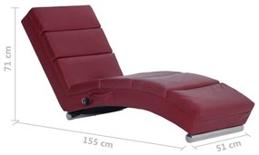 Chaise longue de massagens couro artificial vermelho tinto