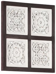 Painel parede esculpido à mão MDF 40x40x1,5 cm castanho/branco