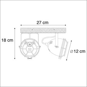 Ponto industrial marrom ferrugem com madeira inclinável 2-luz - Gina Industrial