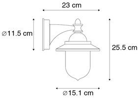 Candeeiro de parede exterior clássico preto IP44 - Oxford Moderno