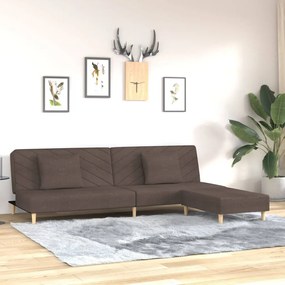 vidaXL Sofá-cama 2 lug. 2 almofadas/apoio pés tecido cinza-acastanhado