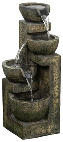 Outsunny Fonte de Jardim 5W Fonte de Água em Cascata de 4 Níveis com Bomba de Água e Saída de Água Ajustável 25x24x60 cm Multicolor