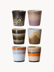 Canecas pintadas à mão com vidrado reativo 70's, conjunto de 6
