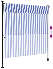 Estore de rolo para exterior 150x270cm tecido/aço azul e branco