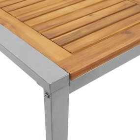 Conjunto de Jantar de Jardim 7 Peças Madeira Sólida de Acácia e Metal