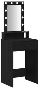 Mesa de Maquiagem vidaXL com Luzes LED Preto e Carvalho 50x41x140 cm