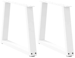 Mesa de jantar pernas 2pcs forma de V 60x(42-43,3)cm aço branco