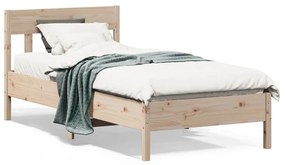 Estrutura de cama com cabeceira 90x190 cm pinho maciço