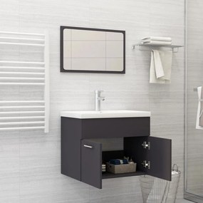 vidaXL Conjunto de móveis de casa de banho derivados madeira cinzento