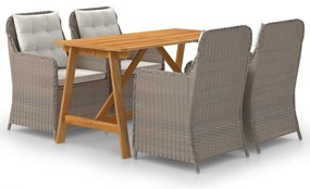 5 pcs conjunto de jantar para jardim castanho