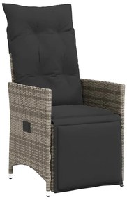 9 pcs conjunto de jantar p/ jardim c/ almofadões vime PE cinza