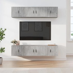 vidaXL Conjunto móveis de TV 6 pcs madeira processada cinzento cimento