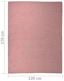Tapete de tecido plano para exterior 120x170 cm vermelho