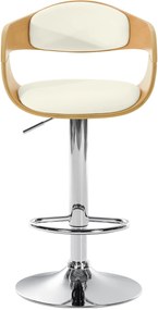 Banco de bar Kingston em couro sintético 50 x 88-102 x 48 cm Natural + Branco