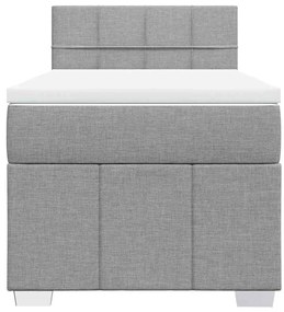 Cama com molas/colchão 80x200 cm tecido cinza-claro