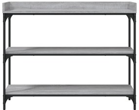 Mesa consola c/ prateleiras 100x30x80 cm cinzento sonoma